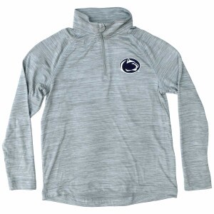youth gray long sleeve 1/4 zip top with Penn State Athletic Logo on left chest.